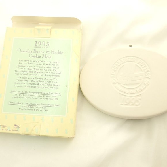 Longaberger Cream 1995 Limited Edition Grandpa Bunny & Herbie Easter Cookie Mold - Picture 2 of 8